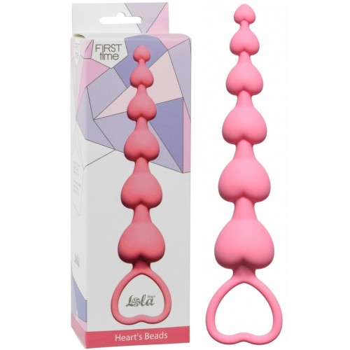 Силиконовая анальная цепочка Hearts Beads Pink Силиконовая анальная цепочка Hearts Beads Pink