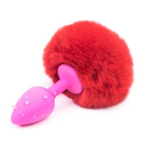 Силиконовая анальная пробка с красным хвостиком Силиконовая анальная пробка с красным хвостиком