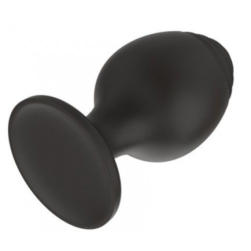Черная рельефная силиконовая анальная пробка М Черная рельефная силиконовая анальная пробка М