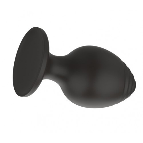 Черная рельефная силиконовая анальная пробка М Черная рельефная силиконовая анальная пробка М