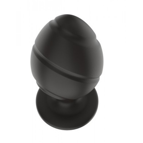 Черная силиконовая рельефная анальная пробка М Черная силиконовая рельефная анальная пробка М