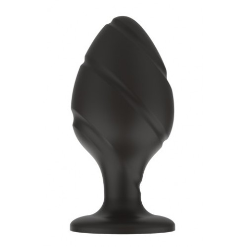 Черная силиконовая рельефная анальная пробка М Черная силиконовая рельефная анальная пробка М