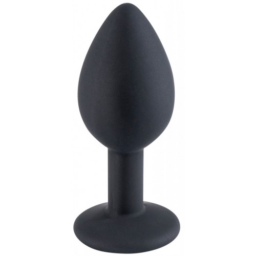 Черная силиконовая пробка с прозрачным стразом S Черная силиконовая пробка с прозрачным стразом S