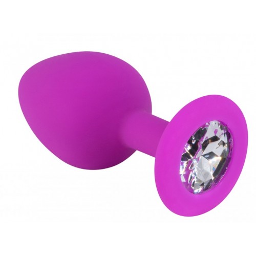 Фиолетовая силиконовая пробка с прозрачным кристаллом М Фиолетовая силиконовая пробка с прозрачным кристаллом М