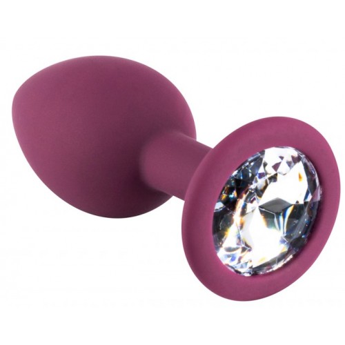 Бордовая силиконовая пробка с прозрачным кристаллом S Бордовая силиконовая пробка с прозрачным кристаллом S