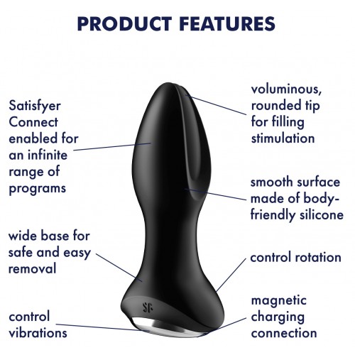 Анальный смарт-стимулятор с вибрацией и ротацией Satisfyer Rotator Plug 2+ черный Анальный смарт-стимулятор с вибрацией и ротацией Satisfyer Rotator Plug 2+ черный