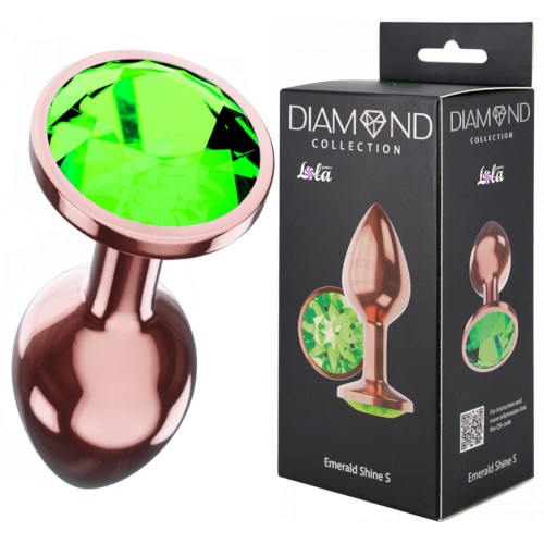 Анальная пробка Diamond Emerald Shine S розовое золото Анальная пробка Diamond Emerald Shine S розовое золото