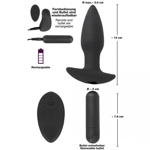 Анальная вибровтулка с дистанционным пультом управления Black Velvets Анальная вибровтулка с дистанционным пультом управления Black Velvets