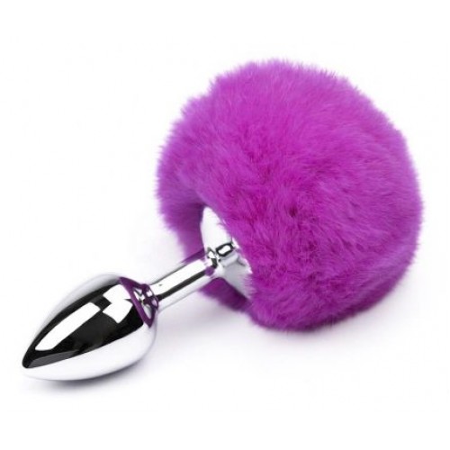 Анальная пробка из металла с ярко-розовым хвостиком кролика Анальная пробка из металла с ярко-розовым хвостиком кролика