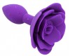 Фиолетовая силиконовая анальная пробка с розой S