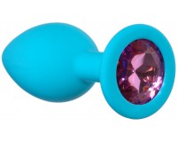 Анальная пробка Emotions Cutie Small Turquoise Pink Crystal