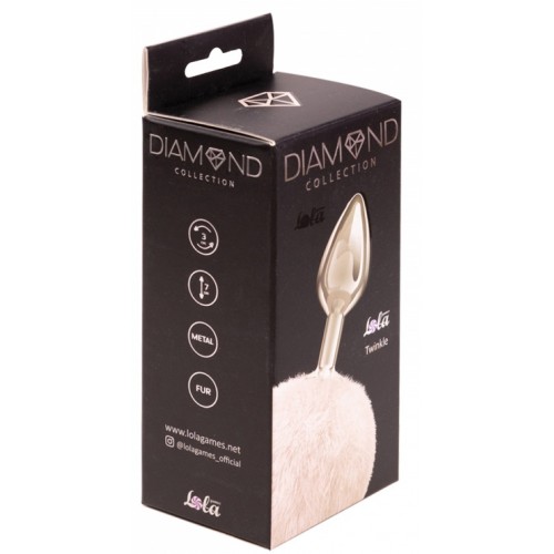 Анальная пробка с белым хвостиком Diamond Twinkle Анальная пробка с белым хвостиком Diamond Twinkle