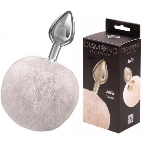 Анальная пробка с белым хвостиком Diamond Twinkle Анальная пробка с белым хвостиком Diamond Twinkle