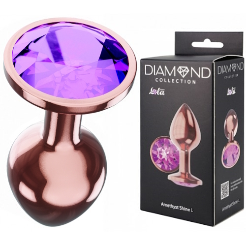 Анальная пробка Diamond Amethyst Shine L розовое золото Анальная пробка Diamond Amethyst Shine L розовое золото
