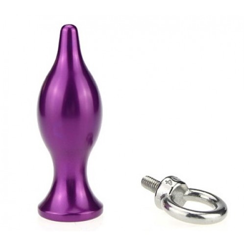 Фиолетовая металлическая анальная пробка с кольцом, размер S Фиолетовая металлическая анальная пробка с кольцом, размер S