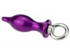 Фиолетовая металлическая анальная пробка с кольцом, размер S