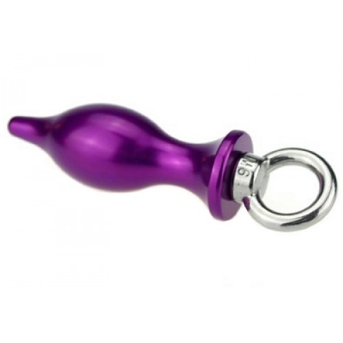 Фиолетовая металлическая анальная пробка с кольцом, размер S Фиолетовая металлическая анальная пробка с кольцом, размер S