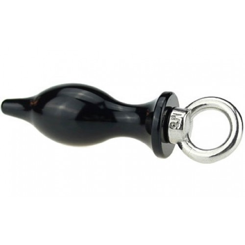 Черная металлическая анальная пробка с кольцом, размер S Черная металлическая анальная пробка с кольцом, размер S