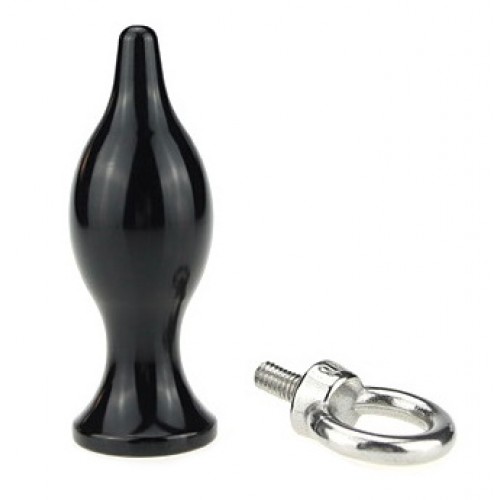 Черная металлическая анальная пробка с кольцом, размер S Черная металлическая анальная пробка с кольцом, размер S