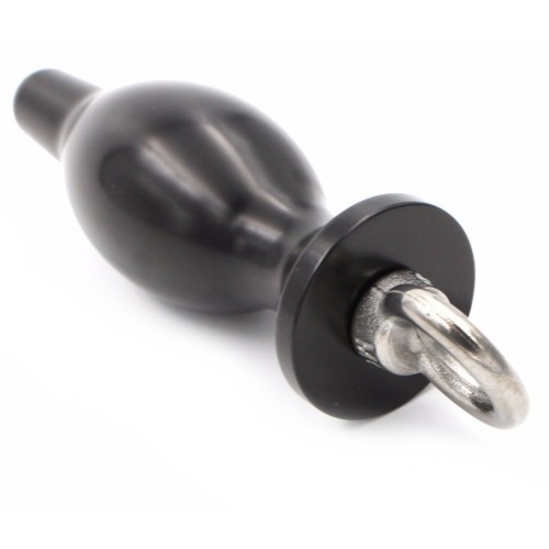 Черная металлическая анальная пробка с кольцом, размер S Черная металлическая анальная пробка с кольцом, размер S