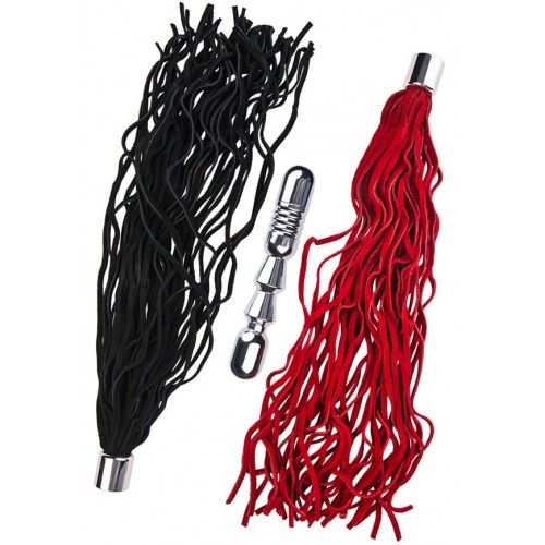 Металлический анальный стимулятор с двумя сменными плетками Металлический анальный стимулятор с двумя сменными плетками