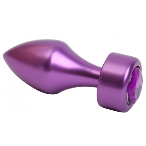 Фиолетовая металлическая анальная пробка с фиолетовым стразом, размер S Фиолетовая металлическая анальная пробка с фиолетовым стразом, размер S