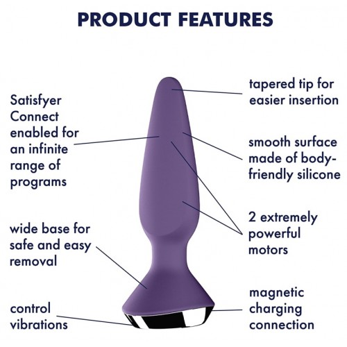 Анальный смарт-стимулятор с вибрацией Satisfyer Plug-ilicious 1 фиолетовый Анальный смарт-стимулятор с вибрацией Satisfyer Plug-ilicious 1 фиолетовый