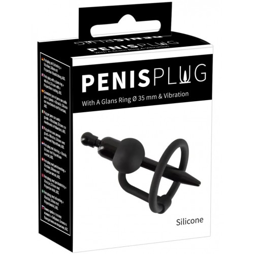 Пластиковый уретральный виброплаг с силиконовым кольцом под головку Penis Plug