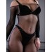 Лаконичные замшевые стринги Sex Game черного цвета