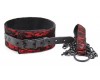 Черно-красный ошейник с узором на поводке
