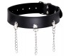 Черный БДСМ ошейник декорированный металлическими цепочками