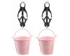 Серебряные клипсы на соски с розовыми ведерками