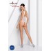 Эротическое белое боди с вырезом в полосочку BS086