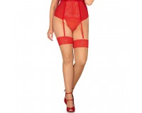 Красные чулки с кружевными вставками Blossmina 4XL/5XL