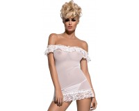 Полупрозрачная белая сорочка с кружевными рюшами Amoresa Chemise White L/XL