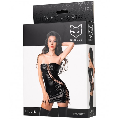 Мини-платье на шнуровке Glossy Lillie из материала Wetlook S Мини-платье на шнуровке Glossy Lillie из материала Wetlook S