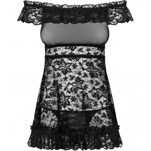 Игривый кружевной бэби-долл с трусиками-стрингами Flores S/M Игривый кружевной бэби-долл с трусиками-стрингами Flores S/M