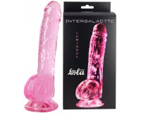Прозрачный фаллос с мошонкой Intergalactic Luminous Pink