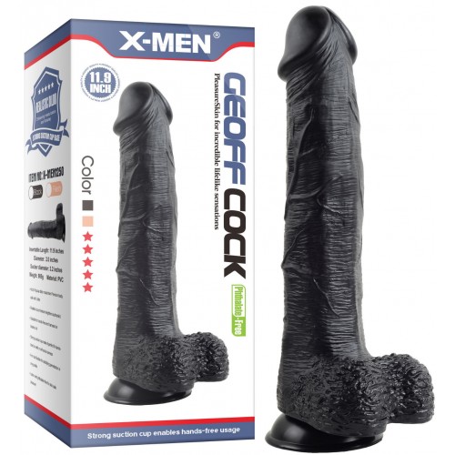 Фаллос-гигант черного цвета X-Men Geoff Cock 30 см Фаллос-гигант черного цвета X-Men Geoff Cock 30 см