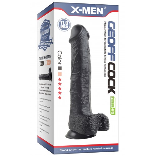 Фаллос-гигант черного цвета X-Men Geoff Cock 30 см Фаллос-гигант черного цвета X-Men Geoff Cock 30 см