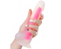 Светящийся в темноте фаллоимитатор Toyfa Tony Glow 14,5 см прозрачно-розовый