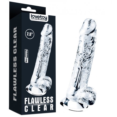 Прозрачный фаллос с мошонкой Lovetoy Flawless Clear Dildo 19 см Прозрачный фаллос с мошонкой Lovetoy Flawless Clear Dildo 19 см