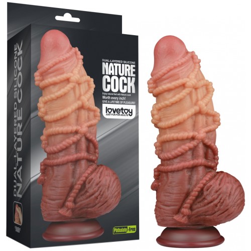 Реалистичный фаллоимитатор с мошонкой и рельефом из веревок Lovetoy Silicone Cock with Rope 24 см Реалистичный фаллоимитатор с мошонкой и рельефом из веревок Lovetoy Silicone Cock with Rope 24 см