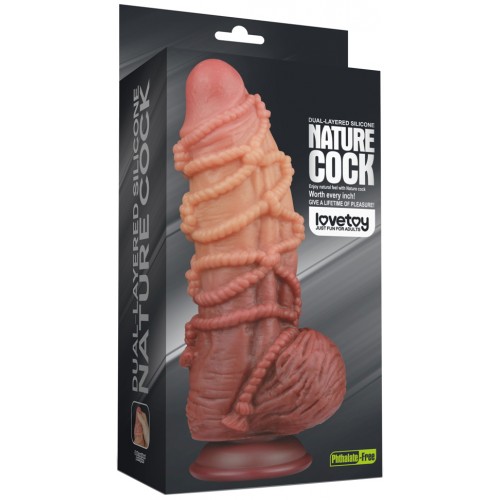 Реалистичный фаллоимитатор с мошонкой и рельефом из веревок Lovetoy Silicone Cock with Rope 24 см Реалистичный фаллоимитатор с мошонкой и рельефом из веревок Lovetoy Silicone Cock with Rope 24 см