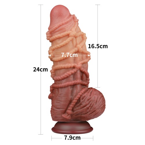 Реалистичный фаллоимитатор с мошонкой и рельефом из веревок Lovetoy Silicone Cock with Rope 24 см Реалистичный фаллоимитатор с мошонкой и рельефом из веревок Lovetoy Silicone Cock with Rope 24 см