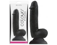 Черный фаллоимитатор с выпуклыми венками Colours Softies Dildo 18 см