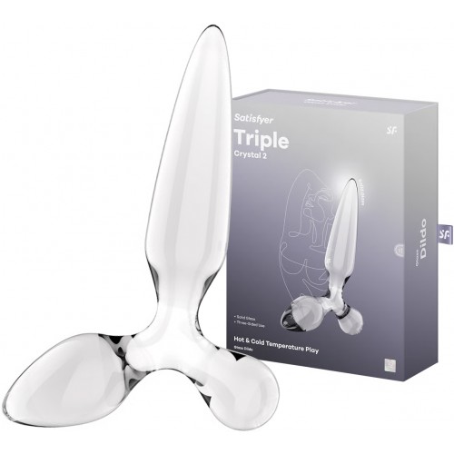 Стеклянный стимулятор 3 в 1 Satisfyer Triple Crystal 2 прозрачный 22 см Стеклянный стимулятор 3 в 1 Satisfyer Triple Crystal 2 прозрачный 22 см