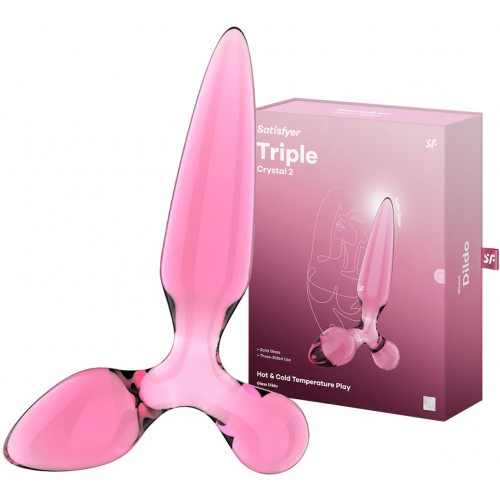 Стеклянный стимулятор 3 в 1 Satisfyer Triple Crystal 2 розовый 22 см Стеклянный стимулятор 3 в 1 Satisfyer Triple Crystal 2 розовый 22 см