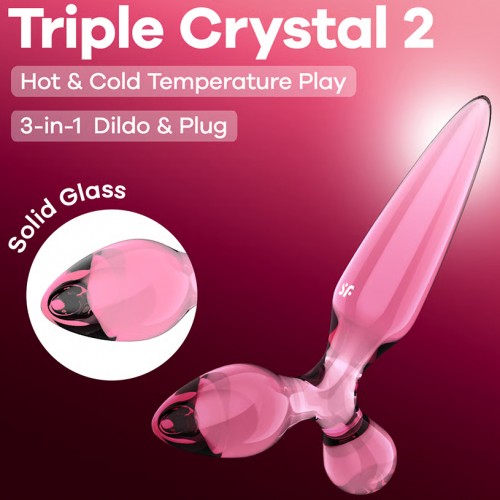 Стеклянный стимулятор 3 в 1 Satisfyer Triple Crystal 2 розовый 22 см Стеклянный стимулятор 3 в 1 Satisfyer Triple Crystal 2 розовый 22 см