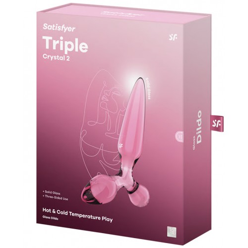 Стеклянный стимулятор 3 в 1 Satisfyer Triple Crystal 2 розовый 22 см Стеклянный стимулятор 3 в 1 Satisfyer Triple Crystal 2 розовый 22 см